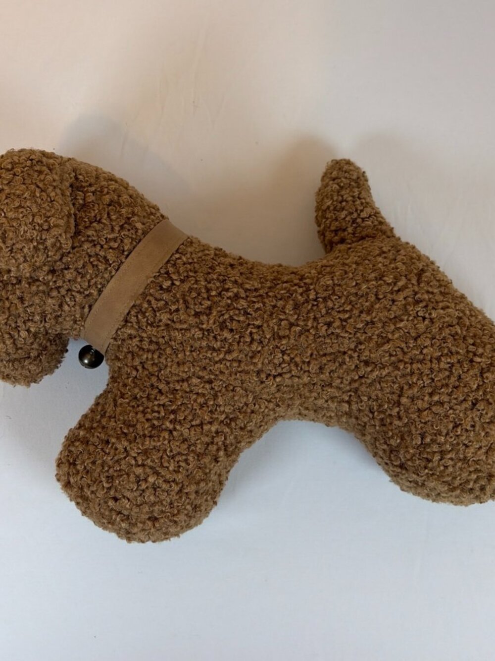 Pottery Barn Cozy Teddy Faux Fur Dog w/ Bell Pillow